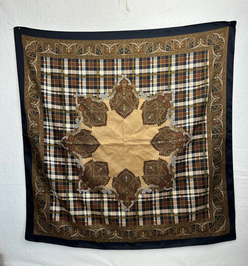 Fall Plaid and Star Paisley Pattern Large Square 100% Polyester Scarf 34 X 34